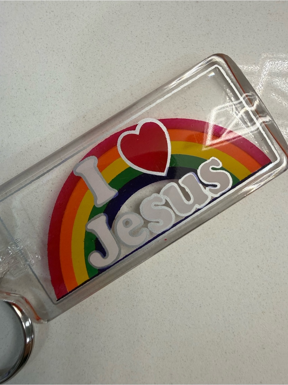 Keychain I Love Jesus Rainbow - Clear